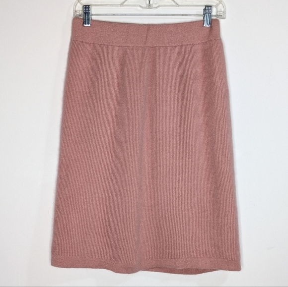 Vintage Cappagallo pink wool angora nylon blend knee length skirt M - Picture 1 of 7
